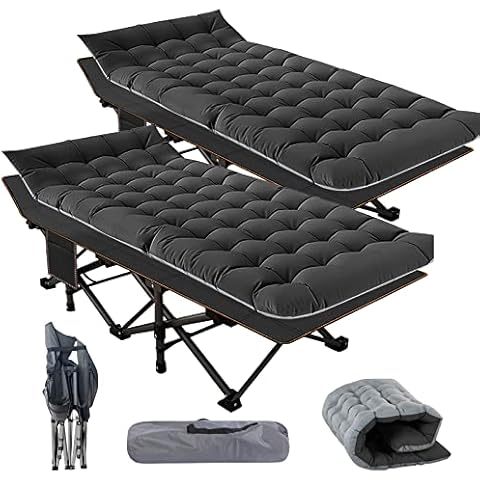 Barbella Folding Camping Cot, 2 Pack Folding Cot Camping Cots for Adults, Portable Sleeping Cot with Mattress Foldable Outdoor Bed Camp Cots Guest Bed with Carry Bag for Home, Office & Outdoor Use Cover