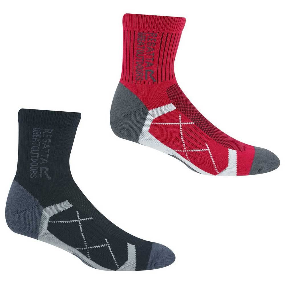 Regatta Women's 2 Pair Outdoor Active Socks Black/Cherry Pink 3-5