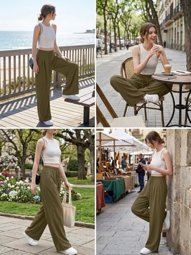 Image of GRECIILOOKS High Waist Polycotton Trousers for Women - Flared Parachute Pants with Side Pockets | Casual Travel Cargo Pants (Available in Plus Size and Value Pack)