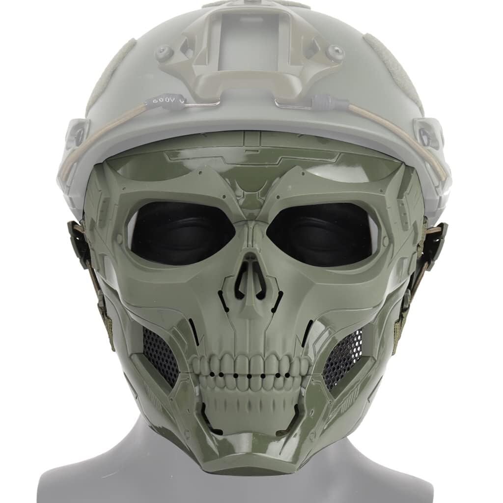 TS TAC-SKY Máscara De Paintball De Modo Dual Ajustable For Juegos De CS Al Aire Libre, Cosplay, Airsoft, Máscara Facial Completa con Gafas, Equipo Táctico(Green)