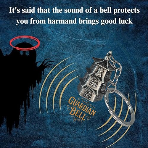 Image of OTTAVO Guardian Bell Keychain, Oxidized Copper, Tibetan Style, 5 cm Height, Good Luck Charm