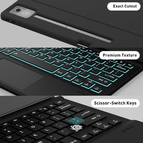 Image of Keyboard Case Touch for Lenovo Idea Tab Pro 12.7 inch 2025, Bluetooth Keyboard with Trackpad & Twill Cover Case & Adjustable Kickstand & Lighting Keys for Lenovo Idea Tab Pro 12.7 inch