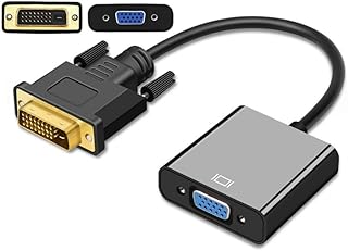 DVI to VGA Adapter DVI 24+1 Male to VGA Female Converter IOSSIOPPIA Active DVI-D to VGA Video Cable 1080P/3D 60HZ for Plug and Play in Computer TV projectors and Other Applications (DVI to VGA 25cm)