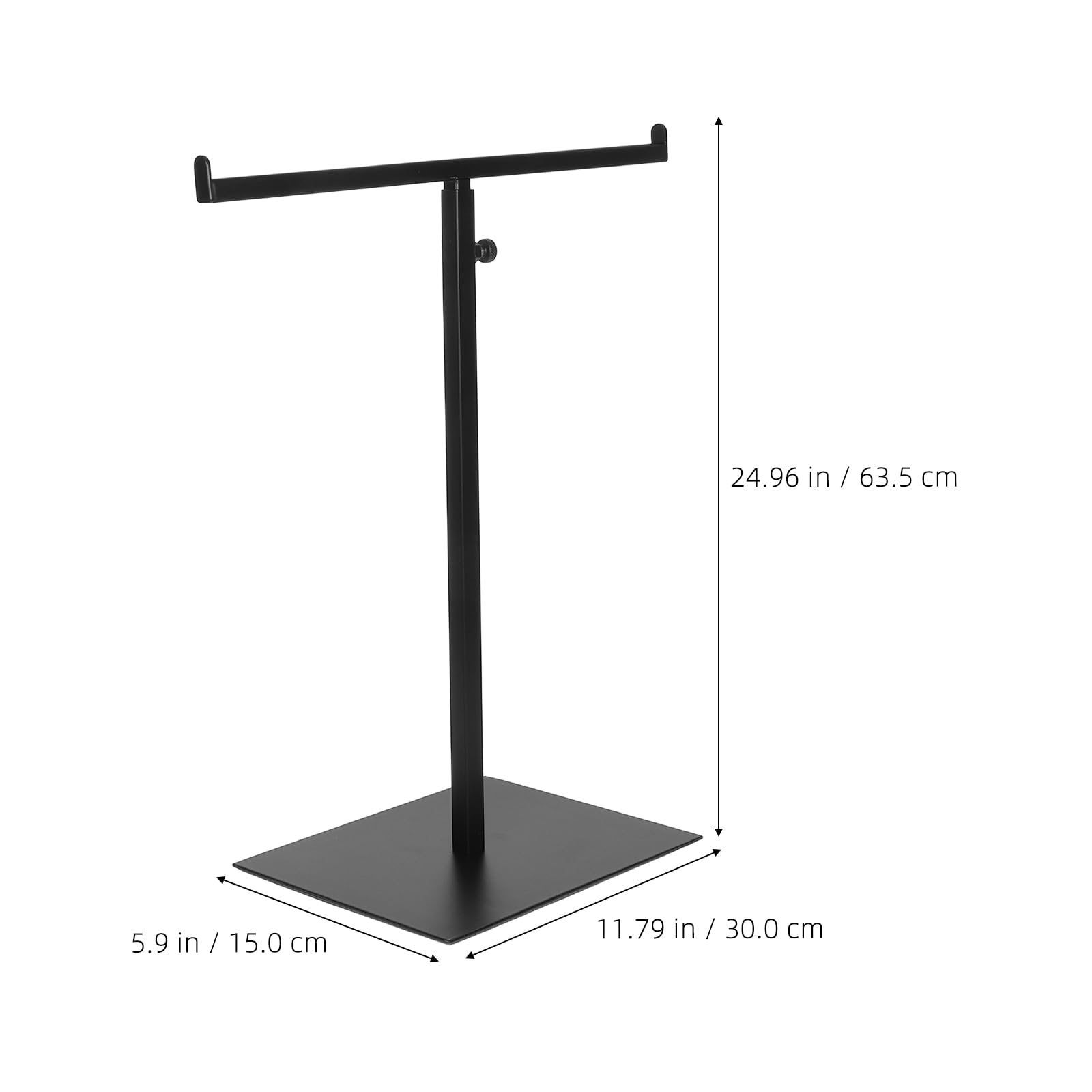 MAGICLULU Présentoir de Maroquinerie Noir, Support Télescopique en Acier Inoxydable, Valet de Rangement Forme T, Portant Métal Réglable pour Cravates Foulards, Organisateur Dressing Magasin Vêtements