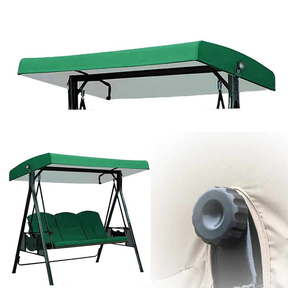 SMCMGECEUZ 75x47in Patio Swing Canopy Cover Waterproof Swing Canopy Replacement Top, Outdoor Porch Swing Cover Windproof Replacement Canopy For Garden Hammock(Green)