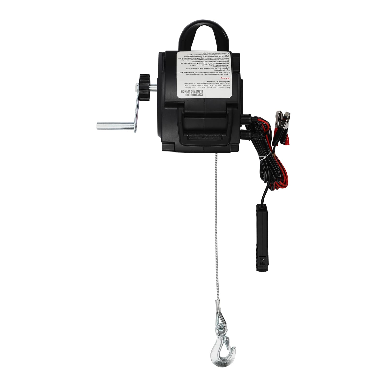 Verricello elettrico 12 V, verricello motore con telecomando, argano elettrico per traino barca, 2267 kg, forza di trazione con telecomando senza fili, verricello in acciaio