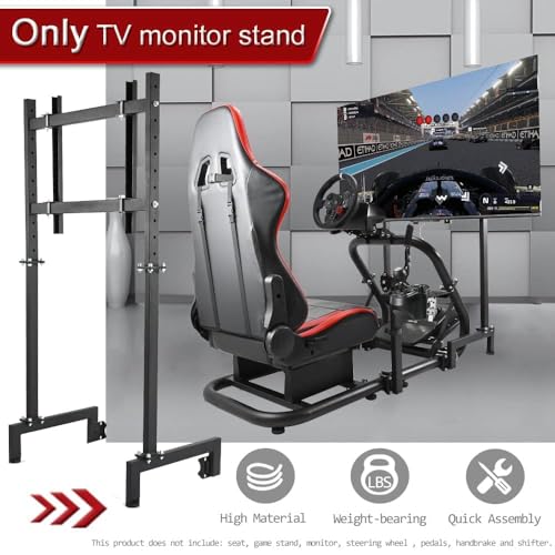 Supllueer Racing Simulator Display Bracket Monitor Stand Suitable for Large Round Tube Sim Racing Cockpit Stand, Support 24-60 Inch TV, No Screen Monitor Racing Stand Seat