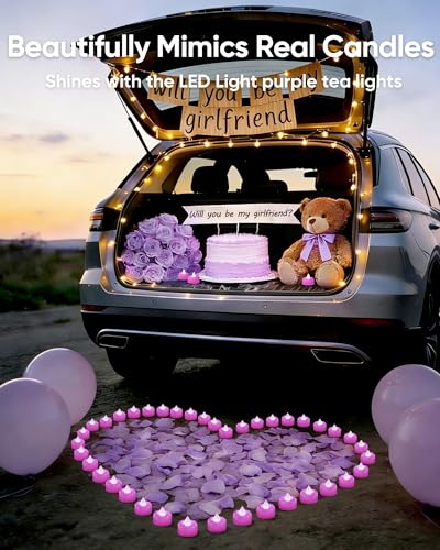 Image of Amagic 24 Pack Light Purple Flameless LED Tea Lights Candles Battery Operated, Electric Fake Tealight Candles for Easter, Wedding, Table Centerpiece, Party, Anniversary, Proposal, Christmas, Birthday