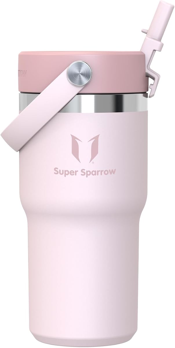 Sparrow Trinkflasche Edelstahl - Twistpath Thermosflasche mit Flex-Strohhalmdeckel - 620ml - BPA-frei Thermobecher & Auslaufsichere Thermoskanne - Kompatibel mit gängigen PKW-Getränkehaltern