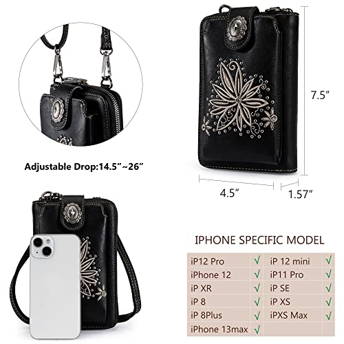 Image of Montana West Western Crossbody Phone Wallet for Women RFID Blocking Wallet Purse with Cash Slots & Zipper Pocket