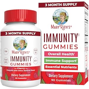Mary Ruth’s 5-1 Immunity Gummies with Elderberry for Kids & Adults | Cherry | Pectin Based | Vegan | 90 Count