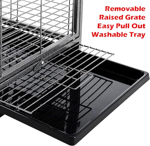 Image of Portable and Durable Heavy Duty Travel Vet Bird Parrot Carrier Play Stand Perch Cage Feeding Bowl Stand with Handle and Accessories Prevent Beaks Out Include Cage Cover