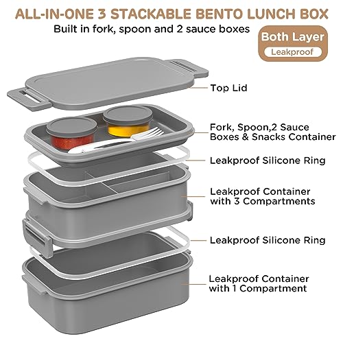 Dacool KD106 2 Pack Adults Lunchbox Bento Box 74 Oz Stackable Lunch Box thumb #1
