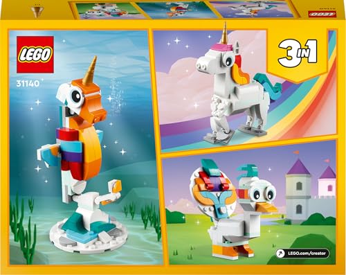 Creator 3 in 1 Unicorno Magico Giocattolo - Animale che si Trasforma in Cavalluccio Marino o in Pavone - Regalo Creativo per Bambine e Bambini da 7 Anni in su - 31140 - Lego - Immagine 12