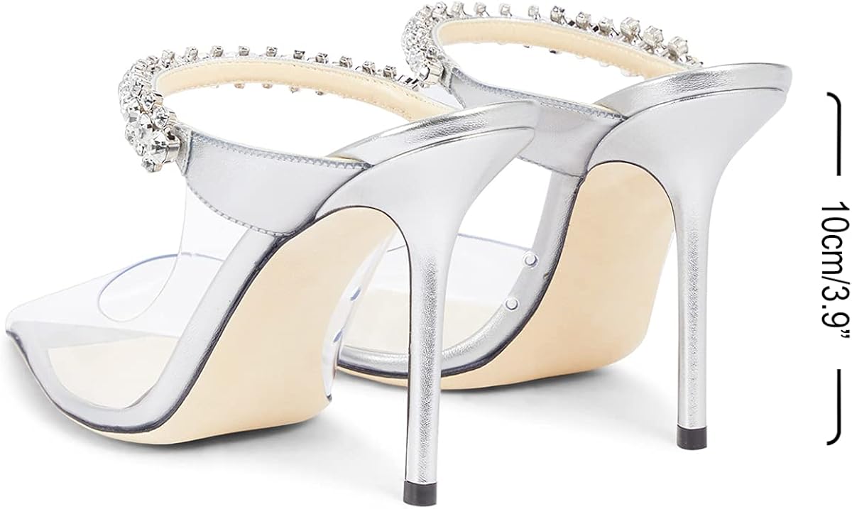 heeled sandals with rhinestone straps