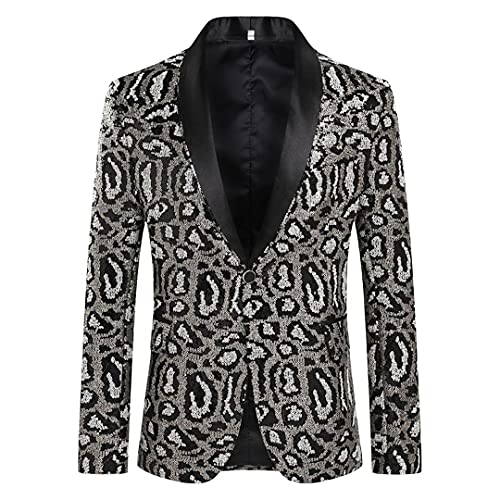 Men's Leopard Sequin Casual Slim Fit Blazer Wedding &Party Jacket4