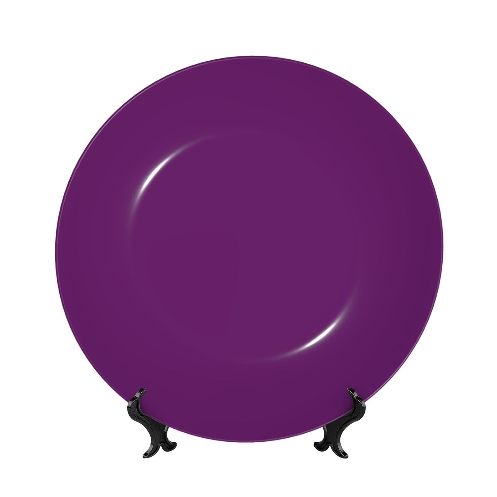 SXZVVBN Purple Bone China Decorative Plate Art with Stand Removable Adhesive Hanging for Home Office 10in（25cm）