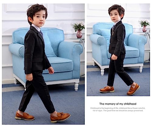 Lolanta Boys Suit 2Pcs Navy Red Black White Tuxedo Jacket Suit Formal Wedding Outfits (Black 9-10 Years) #TOP2
