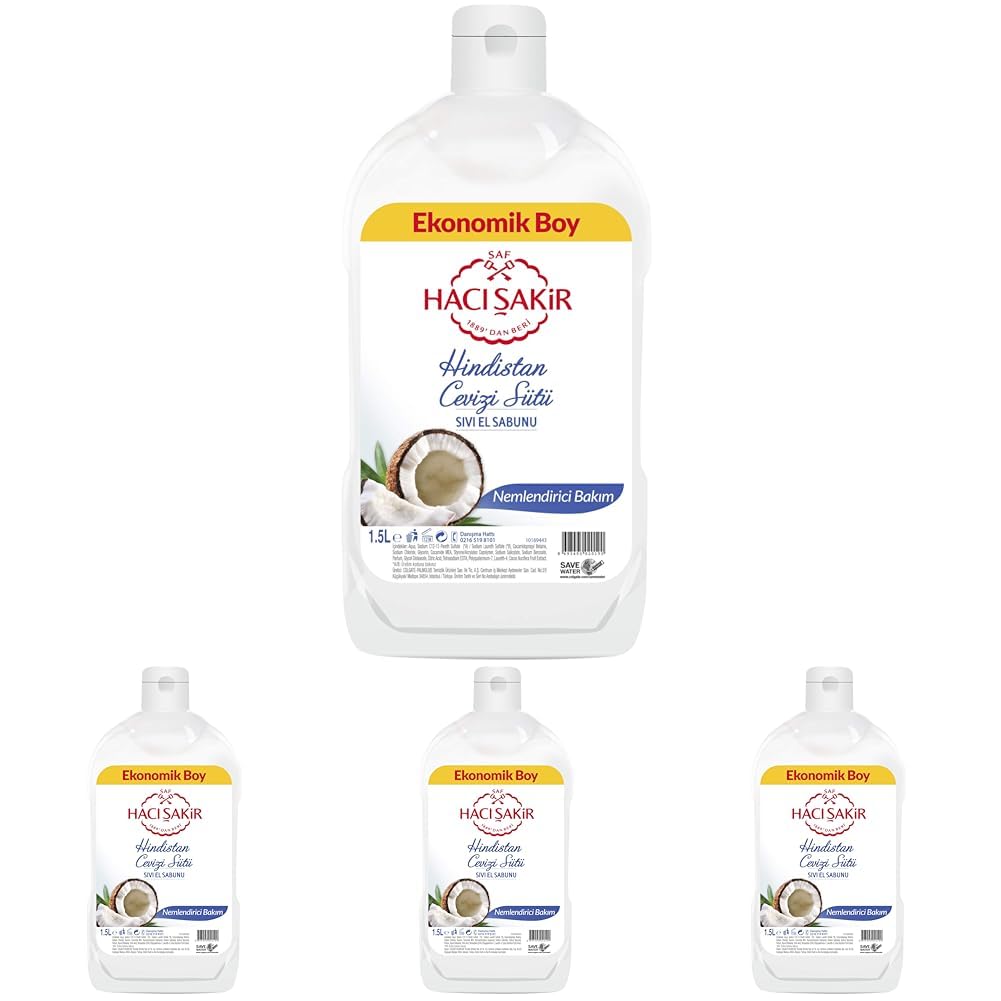 Hacı Şakir Hindistan Cevizi Sütü Sıvı El Sabunu, 1500 ml (4 paketi)