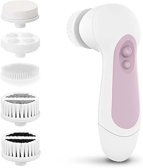 Waterproof Facial Cleansing Spin Brush Set with 5 Exfoliating Brush Heads - Electric Face Scrubber Cleanser Brush by CLSEVXY - Face Brush for Gentle Exfoliation and Deep Scrubbing