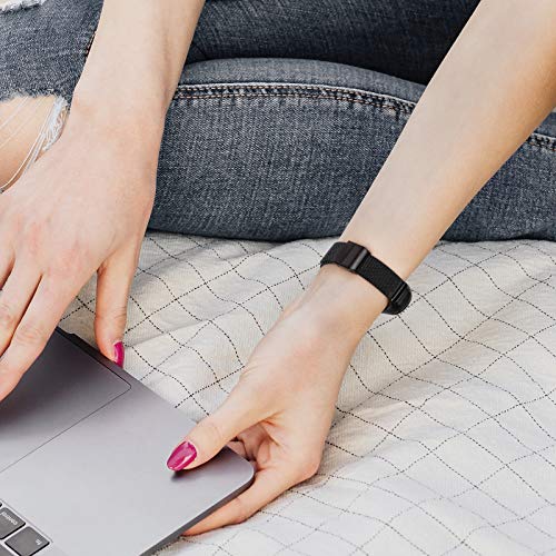 AK Armband Kompatibel Mit Xiaomi Mi Band 4/3 - Verstellbares Edelstahl Metall Ersatzarmband (Schwarz)