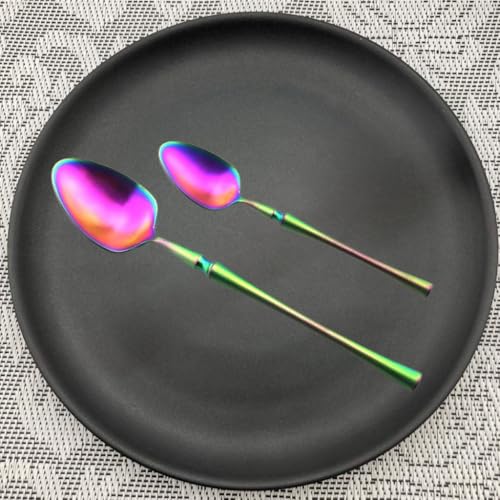 Image of Teaspoon Flatware Set | Premium Food Grade Stainless Steel Tea Spoons | Dishwasher Safe | Cutlery for Kitchen, Restaurant | Durable Ergonomic Handle Spoon (6 Pcs Small Spoon, Rainbow)