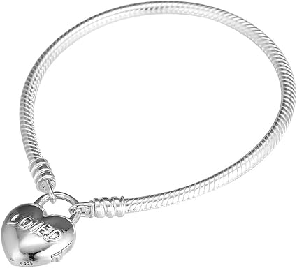Heart Padlock Bracelet 925 Silver DIY 