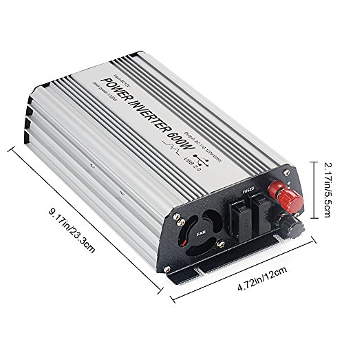 E-LION 600W Power Inverter DC 12V，Output 110V-120V AC Car Inverter with USB Car Adapter