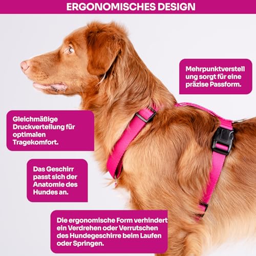 Chaba Guard Hundegeschirr für mittelgroße Hunde mit Kontrolle, Anti-Zug & Würgen, Verstellbar, Komfortabel und Leicht, Classic Step-in Brustgeschirr, Laufgeschirr, Dog Harness, Größe L, Fuschia