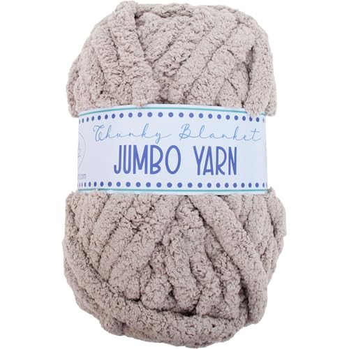 Image of ThreadArt Chunky Chenille Yarn for Hand Knitting, Jumbo, Light Grey | Soft jumbo chenille yarn for hand knit and crochet. Make blankets, plushies & crochet projects. DIY quick projects.