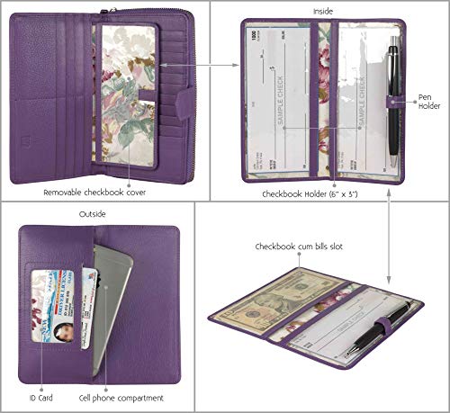 Image of Big Fat RFID Blocking Leather Organizer Checkbook Wallets For Women - Clutch