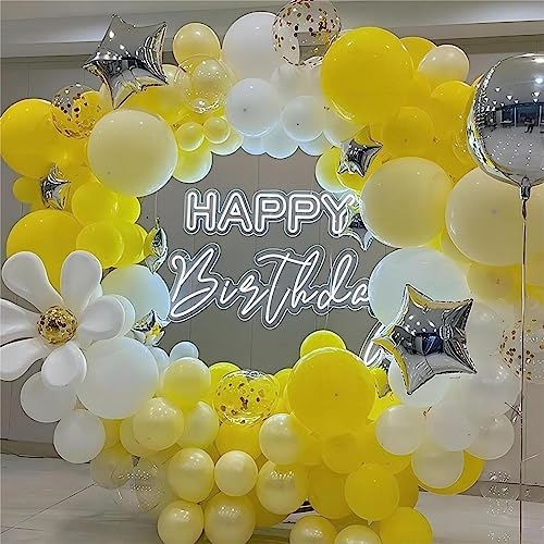 Image of 130Pcs 18 /12 /10 /5 Inch White and Yellow Balloon Garland Arch Kit | Assorted Size Latex Balloons for Wedding, Baby Shower, Birthday Party Decoration