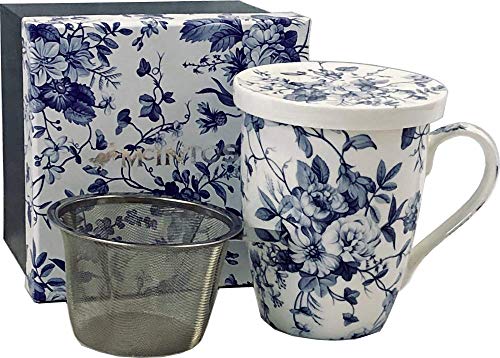 McIntosh „Always In Bloom“ Teetasse aus feinem Knochenporzellan, mit Teesieb und Deckel, in Marsch-Geschenkbox Cover
