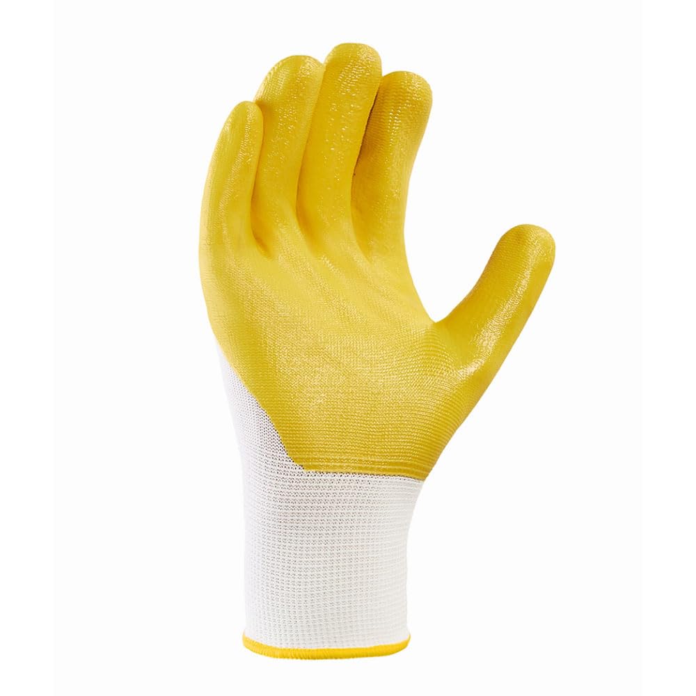 Gebol Super Grip | Guanti da lavoro con rivestimento in nitrile resistente contro oli e acqua | Guanti in nitrile con tessuto di supporto scanalato | Per uomo | Taglia L (Gr