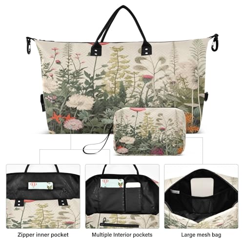 Kigai Herbal Wildflowers Duffle Bag Versatile Travel Duffel for Men and Women, Carry On for Weekend or Overnight Stay2