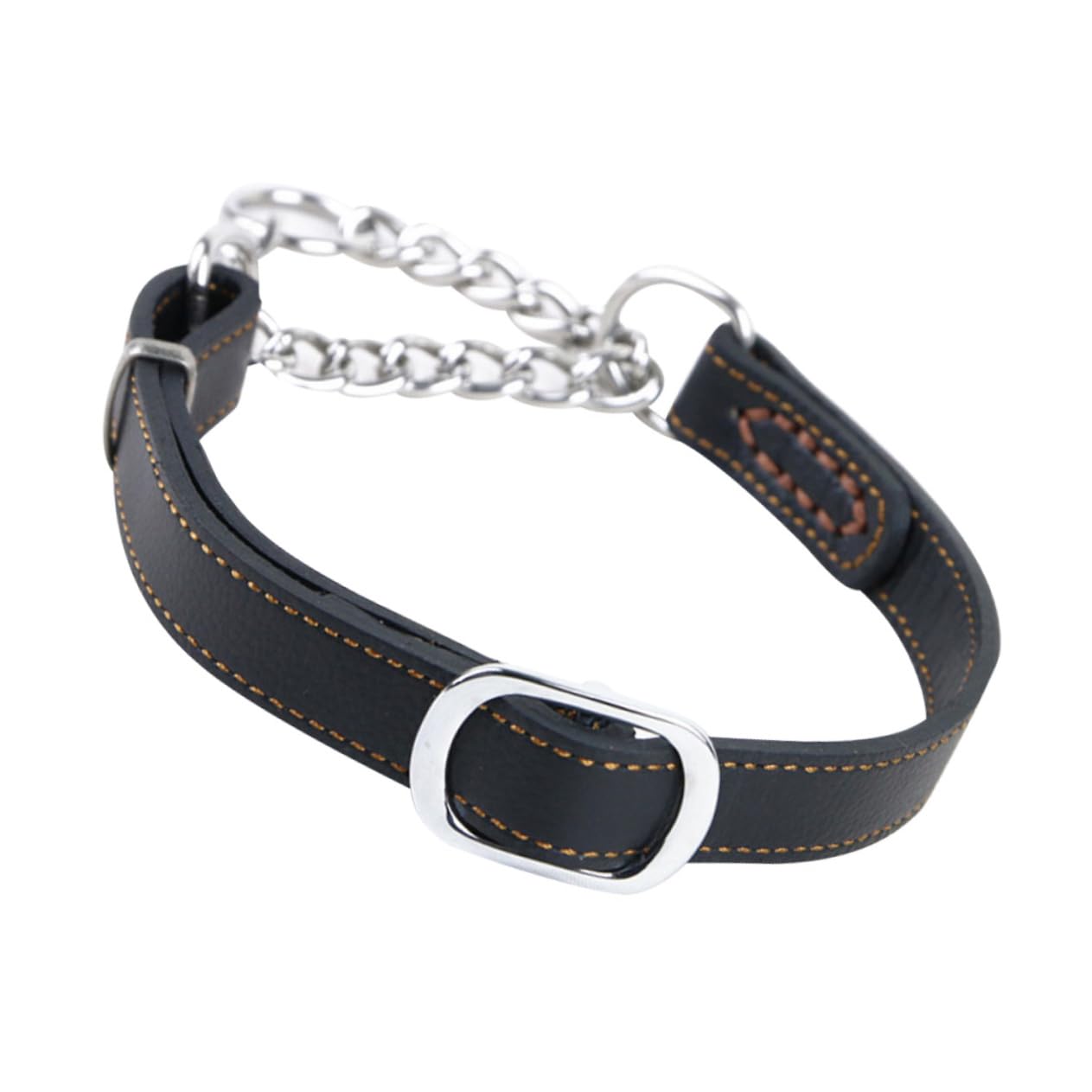 Happyyami p Chain Necklace Leather Adjustable for Dogs for Medium Dogs for Large Dogs Black