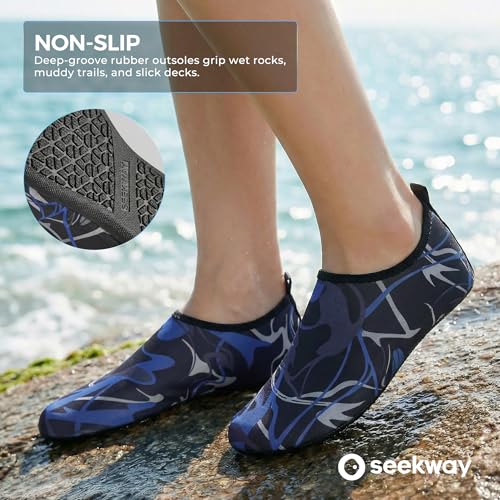 Image of SEEKWAY Water Shoes Women Men Adult Quick-Dry Aqua Socks Barefoot Non Slip for Beach Swim River Pool Lake surf Black SK002(U)