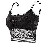 Maiclaice Damen Spitze BH Mit Polsterung Sexy Bequemer Bustier Ohne Bügel Alltag Bralette Büstenhalter Schwarz X-Large