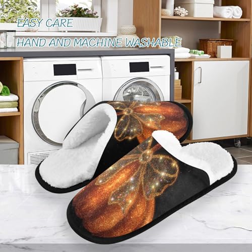 Halloween Pumpkin Black Light Slippers For Women Men Soft Memory Foam Non-Slip Hallowmas Winter Indoor House Shoes Travel Slipper3