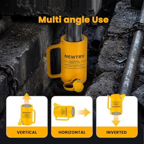 Image of NEWTRY 30 ton Hydraulic Cylinder Long Jack 4 inch Stroke Porta Power Ram Jack Lifting Cylinder Retract Automatically for Shipbuilding Bridge Construction