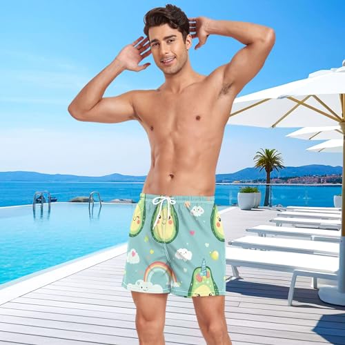 xigua Cute Avocados Mens Swim Trunks with Liner, 5 inch Quick Dry Mens Boardshorts for Beach4