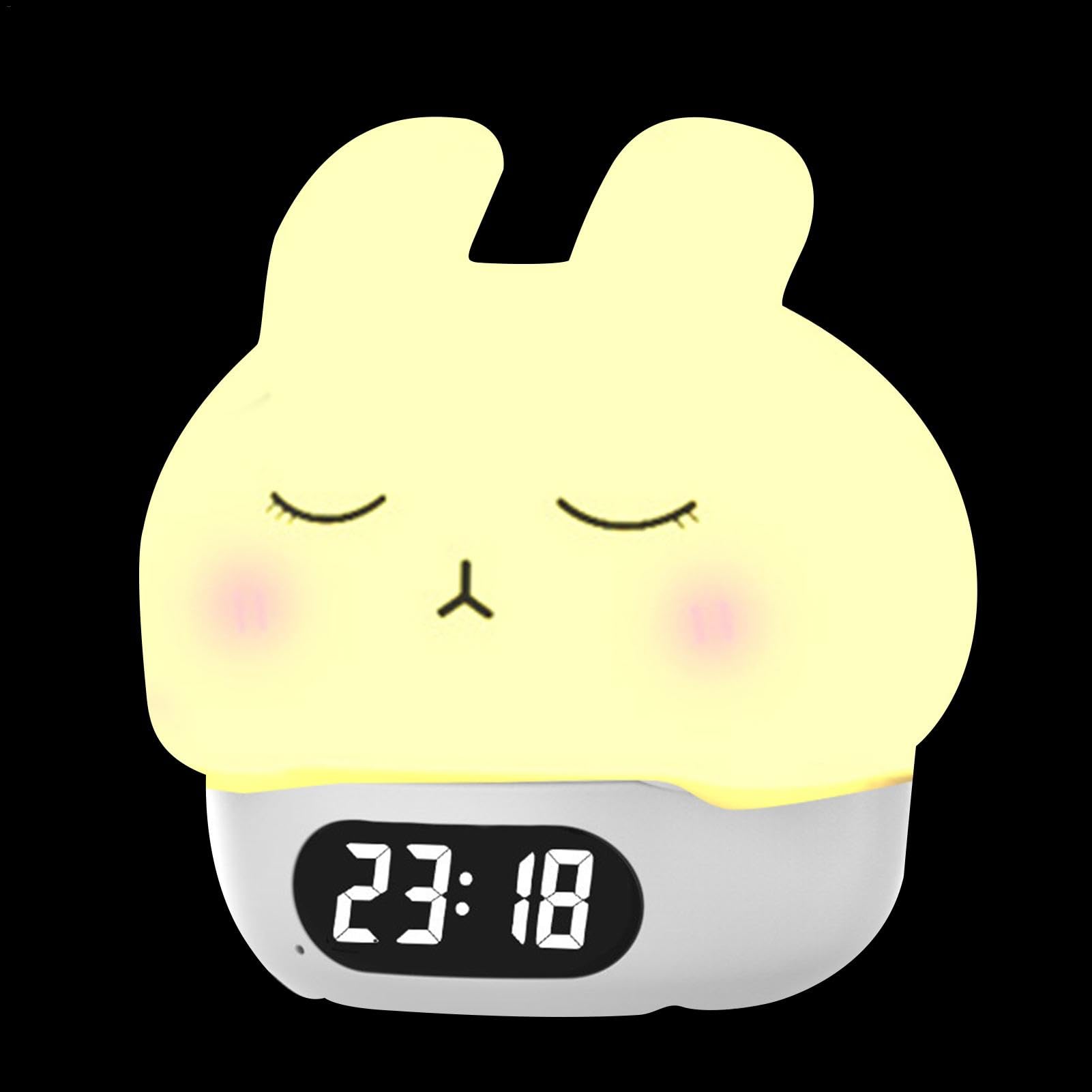 Reloj despertador digital de conejo con luces nocturnas táctiles