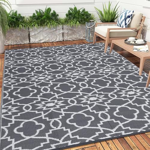 GAOMON Outdoor Area Rug 9x12 UV-Resistant Outdoor Plastic Straw R...