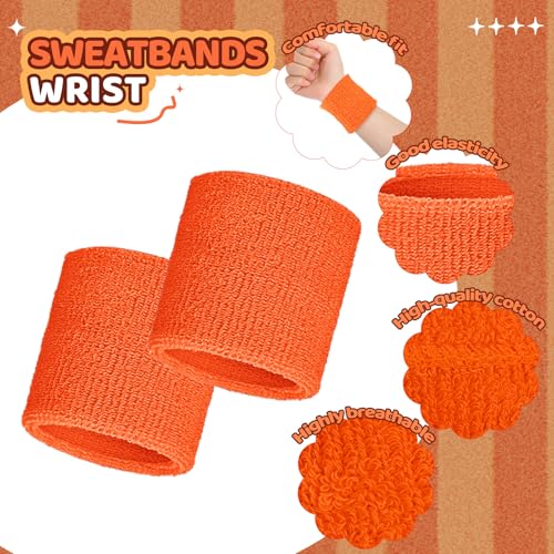 Image of Bememo 12 Pack Wristbands Sweatband for Women Men, Neon Colored Sport Wrist Bands, Tennis Football Basketball Sweatbands, Moisture Wicking Arm Bands for Working Out