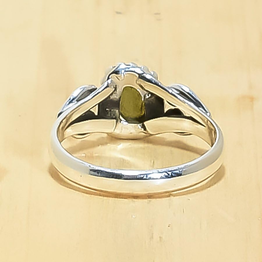 Moldavite,925 Sterling Silver Moldavite Ring Moldavite Meteorite Ring Natural Moldavite Gem Anniversary, Engagement Gift Party Wedding CR-1974
