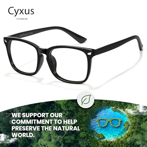 Image of Cyxus Blue Light Glasses Men Women Reduce Eye Strain UV400 Protection 8082 | Eye Protection,Classic Sqaure Frame,Ideal for Computer Screen Office Work Daily Wear
