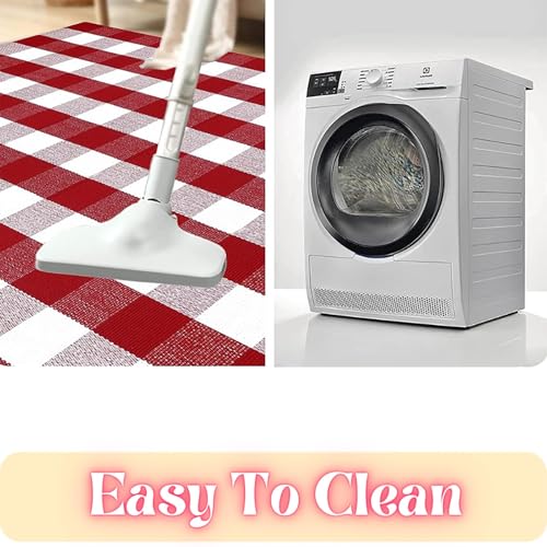 Ckorzen Red and White Plaid Rug, 8' x 10' Christmas Front Porch Outdoor Rug, Handwoven Cotton Washable Rug for Layered Door Mats, Holiday Entryway and Home Décor