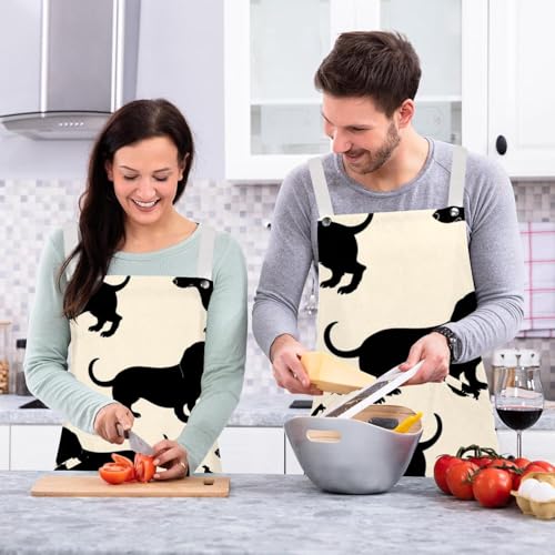 Tablier cuisine imperméable réglable avec poches imprimé teckel