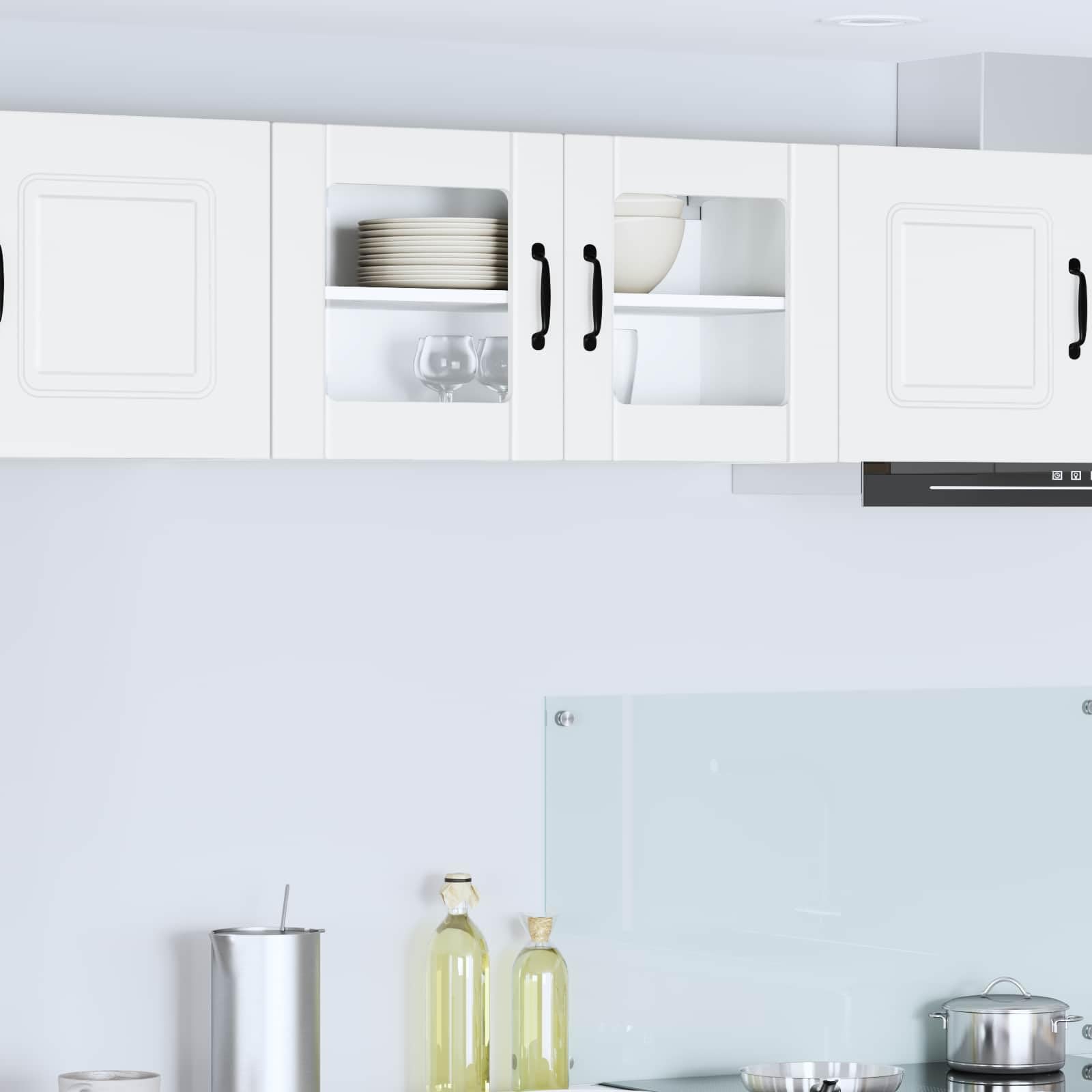 vidaXL Cabinet en Verre Mural Lucca Blanc 80 x 31 x 40 cm, Solutions de Cuisine Modernes, Panneau rectangulaire en Bois, Protection pour Lave-Vaisselle, Gain de Place