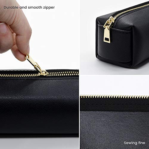 Dobmit PU Pencil Pen Case Portable Stationery Bag Big Capacity Pencil Pouch Cosmetic Organizer Bag for Woman and Man - Black - Image 5